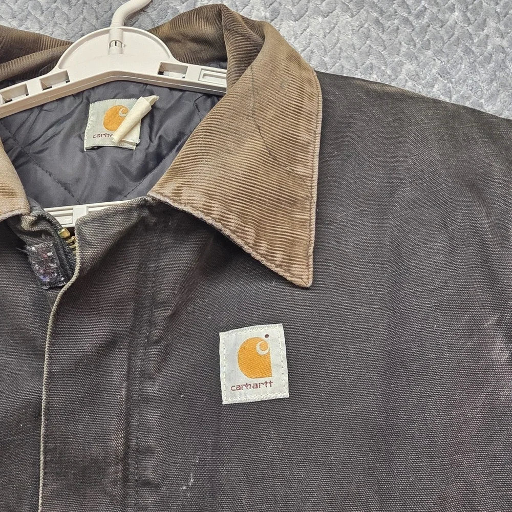 Carhartt Arctic Jacket Men's XXL Black Distressed Duck Canvas Faded Workwear VTG